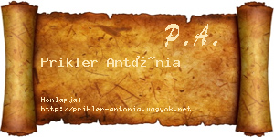 Prikler Antónia névjegykártya