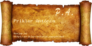 Prikler Antónia névjegykártya